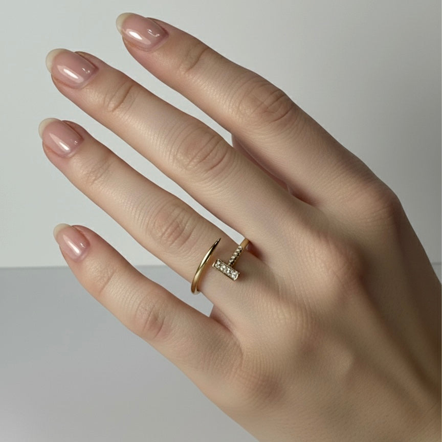 Crystal Bar Open Ring